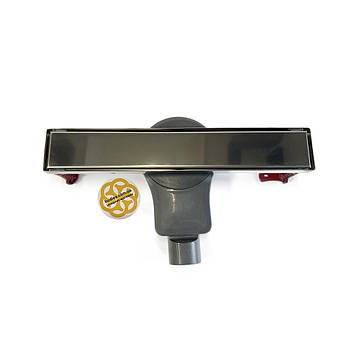 Трап для душу горизонтальний 40 см GALA TILE INSERT, з подвійним затвором, поворотний сифон, решітка під плитку Sanpreis