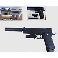 Пистолет на пульках с лазерным прицелом W001C в коробке 45х24х18 см