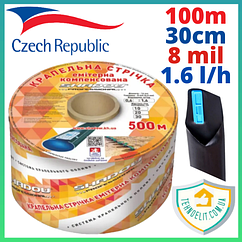 Стрічка крапельного поливання 8 mil крок 30 см 100 м бухта