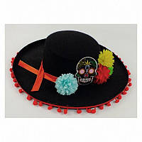 Шляпа Кабальеро с черепом и цветами исусственный фетр