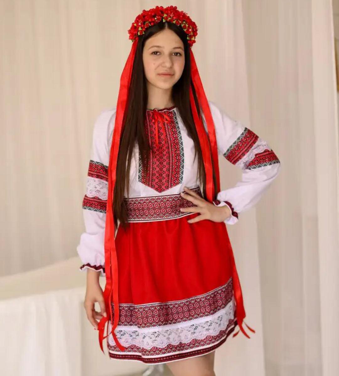 Костюм український на дівчинку Мавка червоний