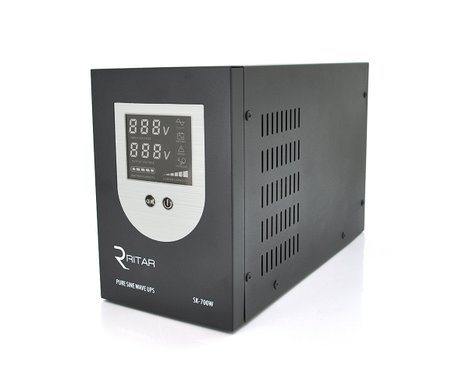 Інвертор автономний Ritar SK-1000VA (700W), ДБЖ 700 Вт для АКБ 12 В із чистою синусоїдою струм заряду 10А/15А, фото 1