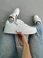 Кроссовки унисекс полностью белые Adidas Forum Low White. Женские кроссовки кеды Адидас Форум Вайт