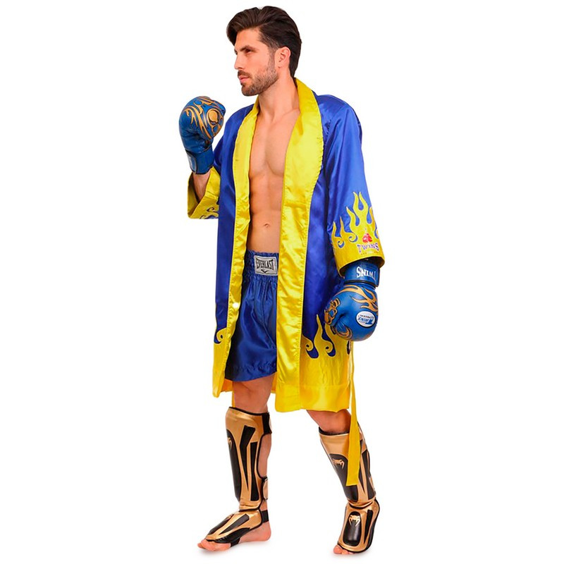 Халат боксерский TWINS FTR-2 M-XL синий-желтый - фото 6 - id-p1472321536