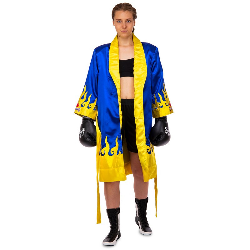 Халат боксерский TWINS FTR-2 M-XL синий-желтый - фото 8 - id-p1472321536