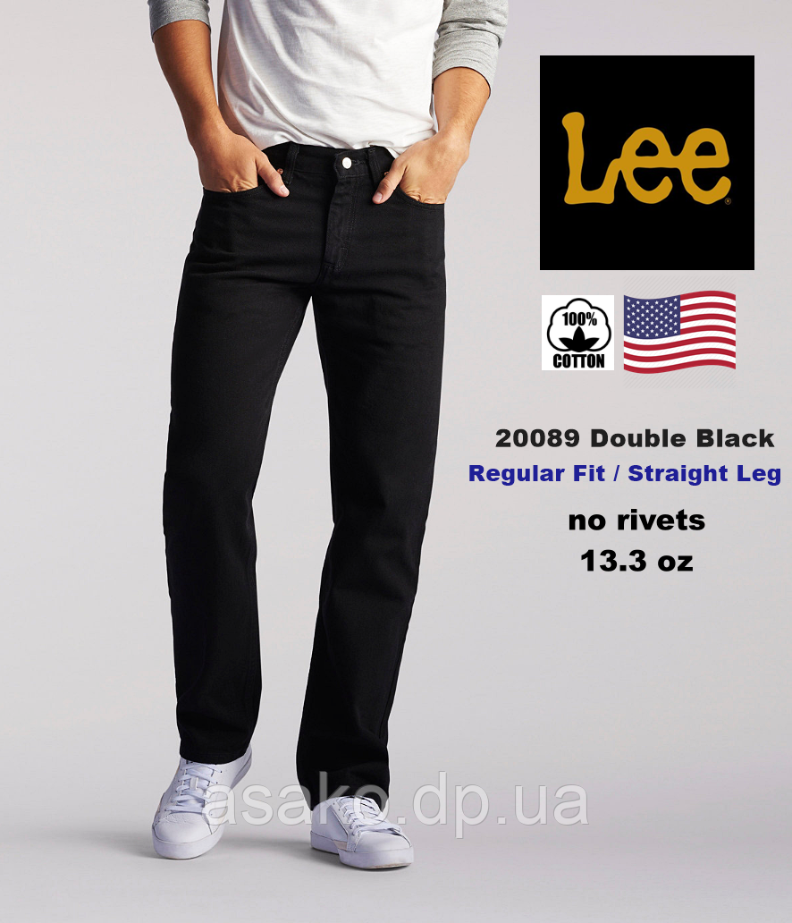 Джинси чоловічі Lee®2008908NR (Double Black) /13.3 унцій/ Прямі /100% бавовна / без клепок