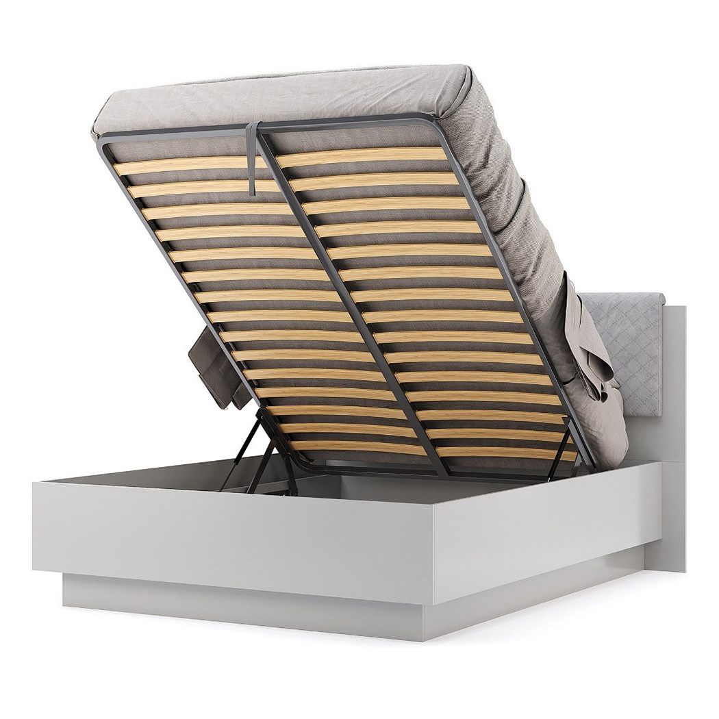 Ліжко двоспальне 160x200 Мегі Глянець Сірий Шиншила Миро-Марк (з підйомним механізмом/без матраца), фото 1