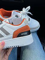 Стильні кольорові жіночі кросівки Adidas Spican White/Orange. Кросівки жіночі білі Адідас Спікан, фото 3