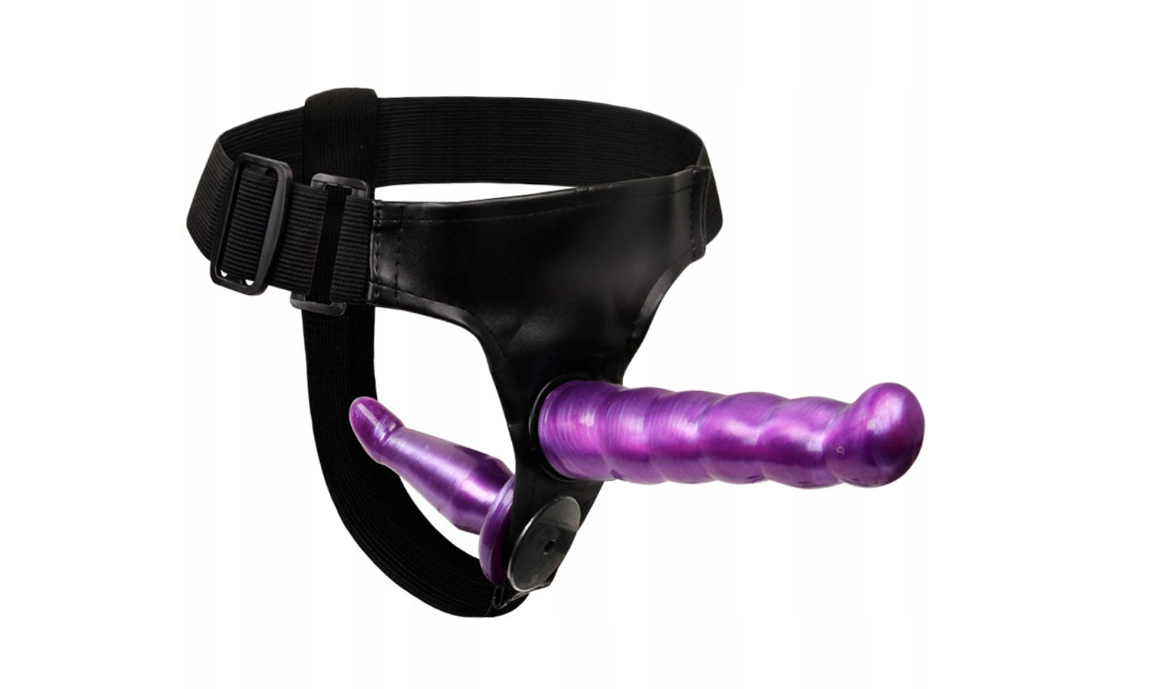 Подвійний фалоімітатор TeThings фіолетовий секс DILDO double STRAP-ON для жінок для пар