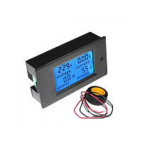 Измеритель,Напряжения,Тока,Ваттметр, PeaceFair PZEM-061 LCD AC80-260V, 100A закрытая катушка