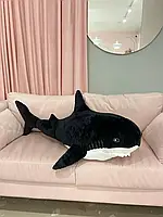 М'яка іграшка Акула BLÅHAJ БЛОХЕЙ 100 см, плюшева іграшка акула Ікеа 100 см, іграшка подушка акула, Чорний