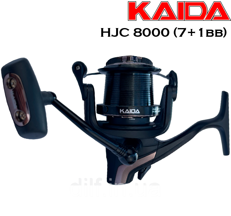 Котушка Kaida HJC 8000 (02-80) 7+1bb тягова коропова з низькопрофільною конусною шпулею