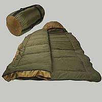 Спальник зимний тактический стёганый от +5 до -20 Спальный мешок-одеяло с флисом 210х85 см Койот