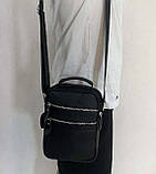 Чоловіча шкіряна сумка через плече es3924-1 чорна класична барсетка 22х16см, фото 4