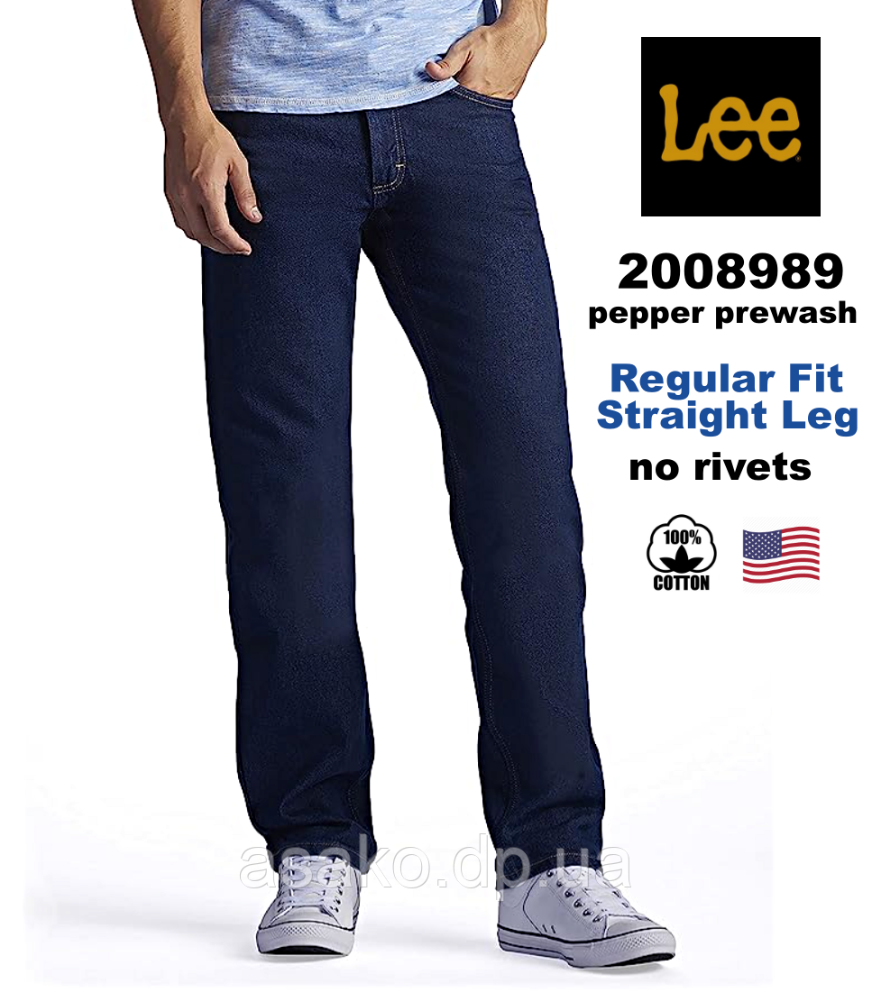 Джинси чоловічі Lee®2008989NR (Pepper Prewash) /14.75 унцій/ Прямі /100% бавовна / без клепок