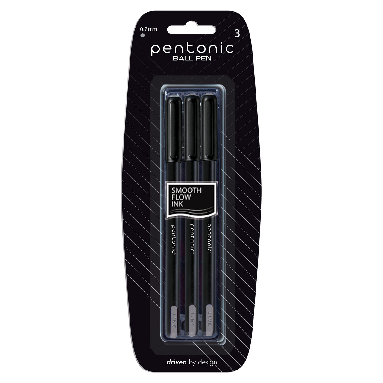 Ручка кулькова LINC Pentonic 0,7 мм 3 шт чорна, фото 1