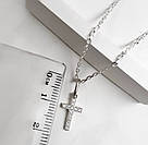 Ланцюжок з хрестиком срібний жіночий "Мітсі" Хрестик жіночий з фіанітами підвіска з ланцюжком срібло, фото 2