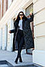 Шикарне зимове жіноче пальто зі стьобаної  плащової тканини з коміром під норку, фото 5