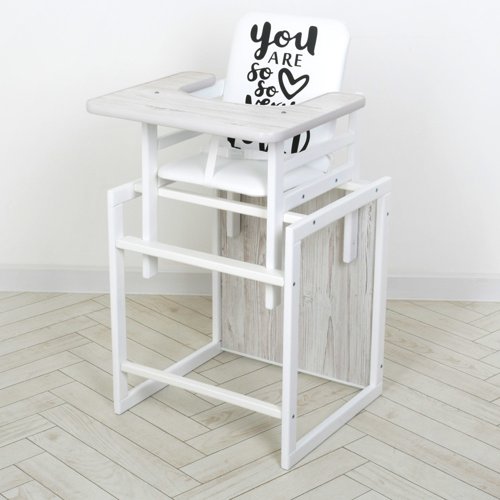 Дитячий дерев'яний стільчик для годування 2 в 1 ОMMI Nature Аляска від 6 місяців до 25 кг, фото 1