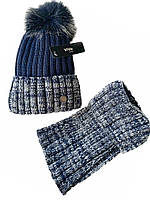 Зимняя синяя шапка + хомут для мальчика р.44-46 см