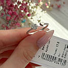 Срібна незамкнута каблучка - серце жіноче "Джулі" Стильна каблучка зі срібла з фіанітами, фото 3