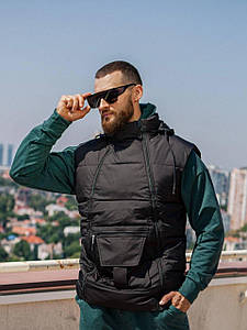 Жилетка чоловіча з плащівки, наповнювач холофайбер щільністю 250, кишеня та дві блискавки, фабричний Китай