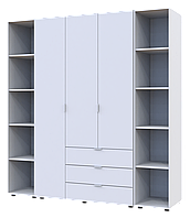 Комплект распашной шкаф Doros Гелар с 2 этажерками Белый 3 ДСП 192.6х49.5х203.4. Шкаф для одежды