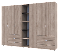 Комплект шкаф распашной Doros Гелар с этажеркой Дуб сонома 3+3 ДСП 270.6х49.5х203.4 Шкаф для одежды