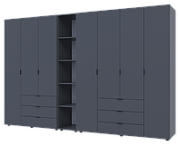 Комплект шкаф распашной Doros Гелар с этажеркой Графит 3+4 ДСП 309.4х49.5х203.4 Шкаф для одежды