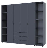 Комплект шкаф распашной Гелар с 2 этажерками Графит 4 ДСП 231.4х49.5х203.4 Шкаф для одежды