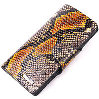 Необычное женское портмоне из натуральной фактурной кожи под змею KARYA 21004 Разноцветный кошелек портмоне