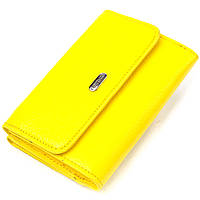 Молодежный яркий кошелек из натуральной кожи флотар CANPELLINI 21597 Лимонный качественный бумажник для женщин