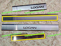 Накладки на пороги RENAULT LOGAN MCV*2012-2020год Рено Логан Универсал премиум нержавейка комплект с логотипом