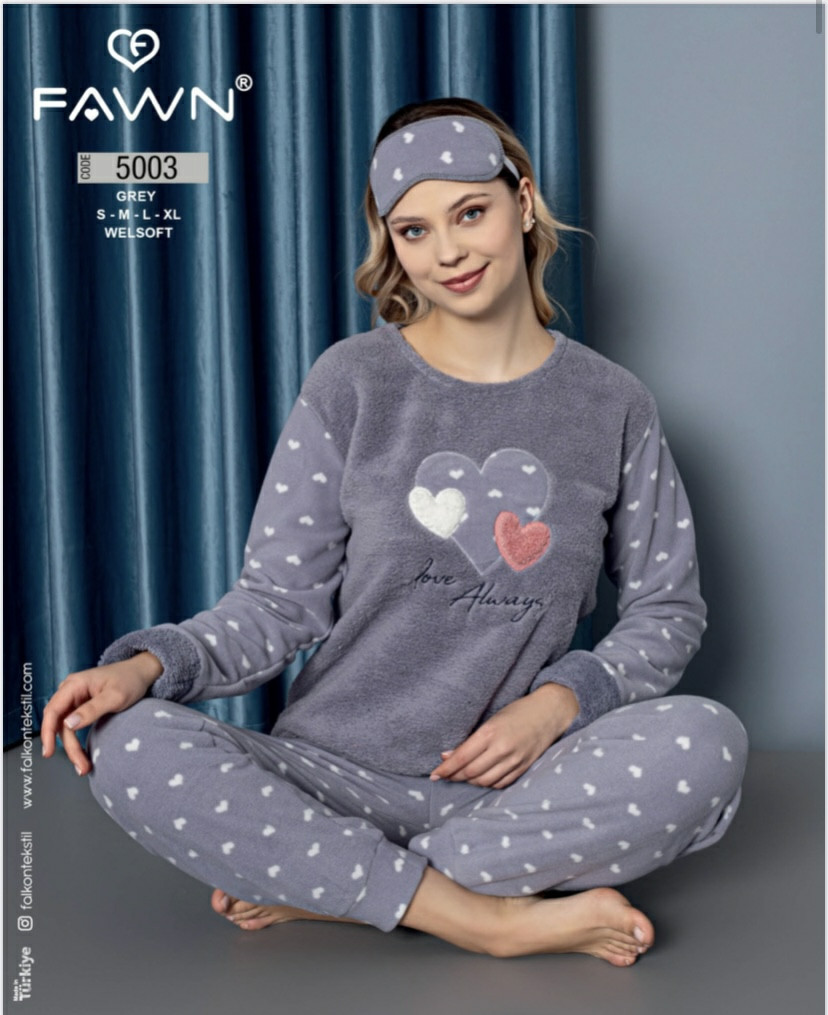 Тепла жіноча піжама-фліс, фото 1