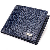 Интересное мужское портмоне из натуральной фактурной кожи CANPELLINI 21774 Синее бумажник кошелек для мужчин