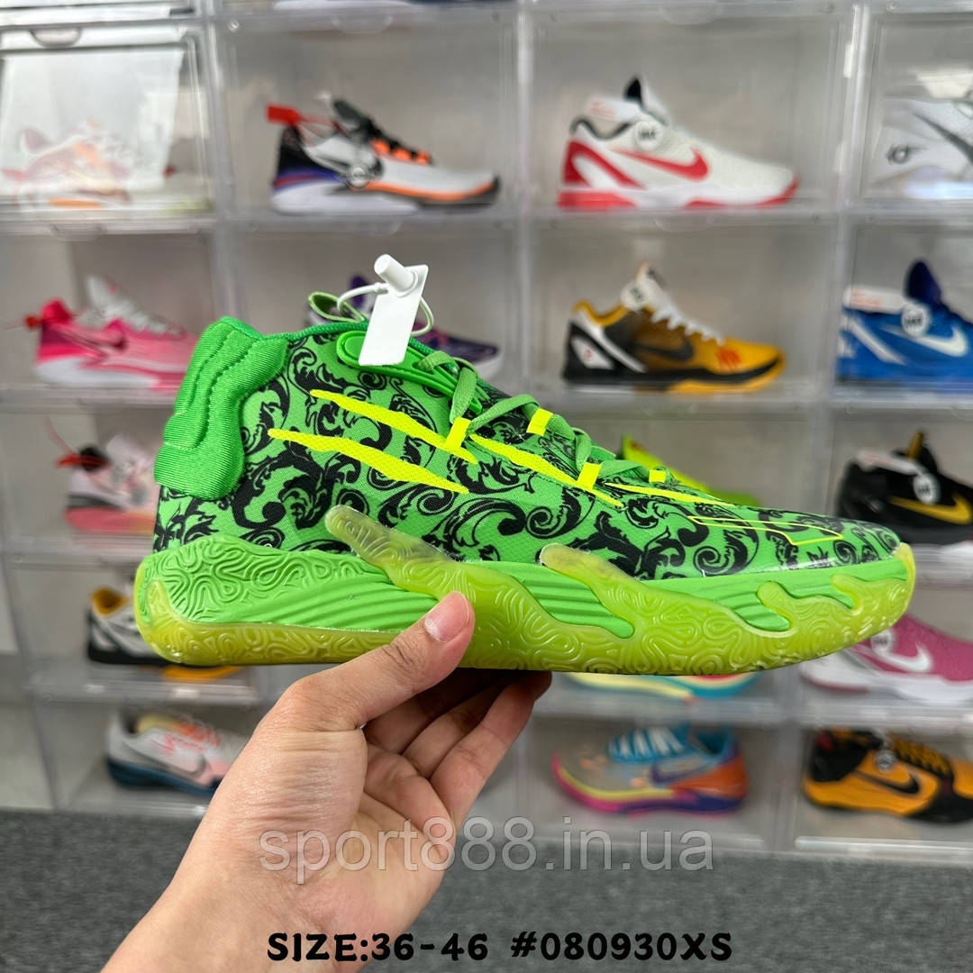 Eur36-46 чоловічі дитячі кросівки Puma MB.03 La France Volt Green/Black баскетбольні