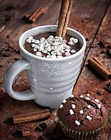 Набор Алмазная мозаика вышивка Завтрак кофе корица кекс Маршмеллоу шоколад на подрамнике полная 5d 30х40