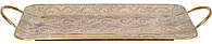 Поднос "Crown" металлический с ручками, прямоугольный, 55.5х26х5см, золото кухонный поднос для подачи блюд
