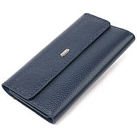Удобный женский кошелек из натуральной кожи CANPELLINI 21665 Синий качественный бумажник для женщин