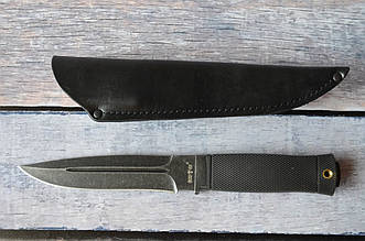 Мисливський ніж Флагман 3 чорний, стане надійним супутником мисливця, туриста, рибалки, зі шкіряним чохлом