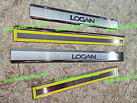 Накладки на пороги RENAULT LOGAN MCV *2004-2013год Рено Логан 2 Универсал Премиум комплект с логотипом 4штуки