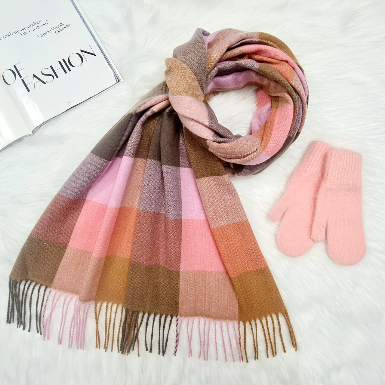 Комплект жіночий зимовий (шарф+рукавиці) M&JJ One size Пудровий 8027 - 4140