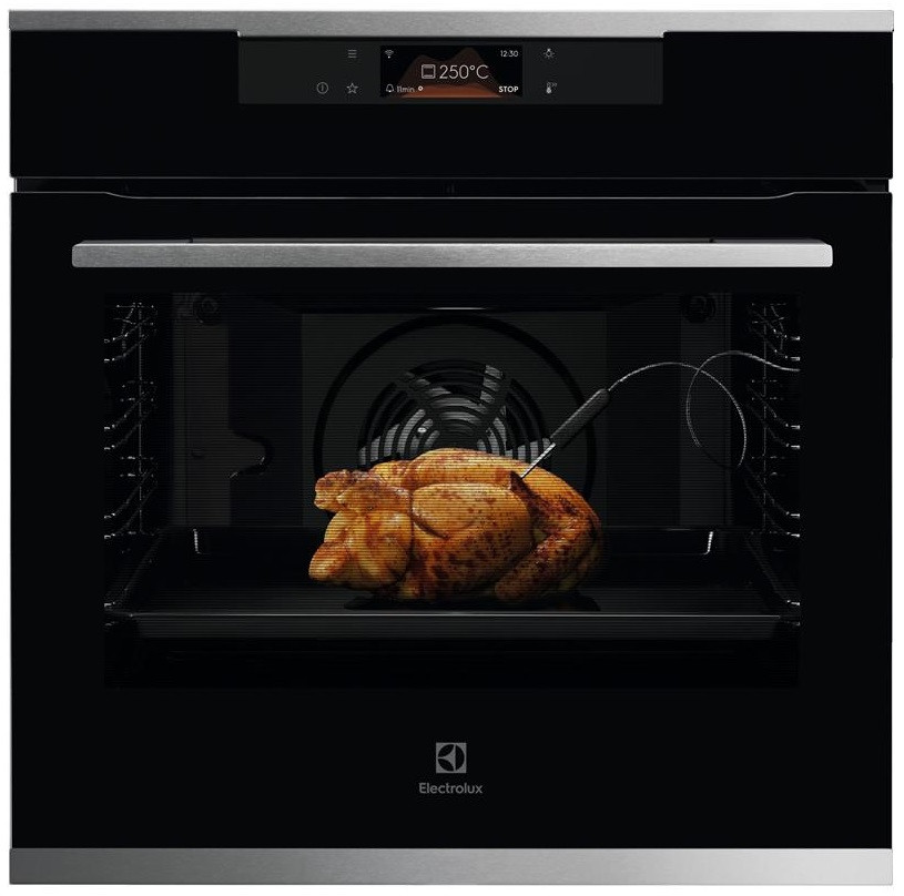 Electrolux Духова шафа електрична, 72л, A+, дисплей, конвекція, піроліз, телескопічні напрямні, чорний+нерж