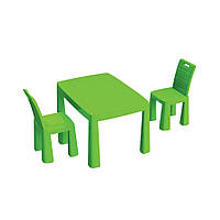 Дитячий пластиковий стіл і 2 стільці DOLONI TOYS 04680/2 зелений ХІТМАРТ