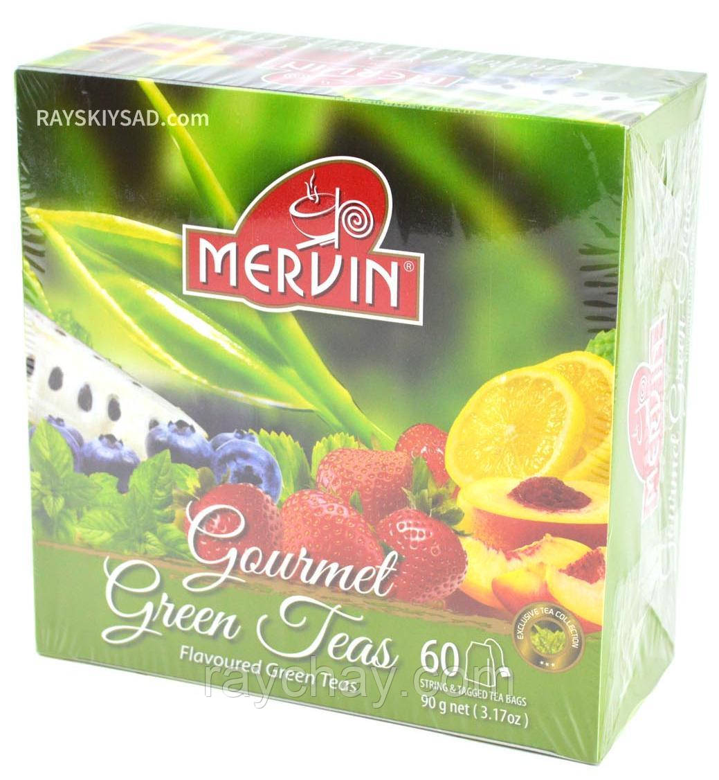 Зелений чай пакетований у конвертах Mervin, асорті, 60 пк 6*10