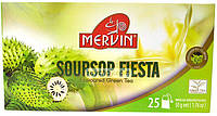 "Mervin "Зелений чай пакетований у конвертах, екзотичний фрукт саусеп, 25 пк
