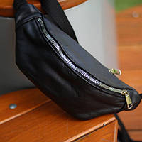 Функціональна сумка бананка, Стильна чорна поясна сумка бананка, Містка бананка наплічна BP-55