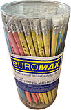 Олівець графітовий Вuromax 8526 HB асорті з гумкою, фото 7