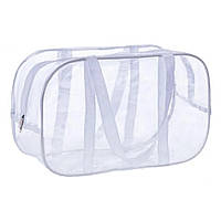 Большая сумка в роддом (прозрачная, пустая, размер 65*35*30 см, молния з двумя собачками, крепкие белые ручки