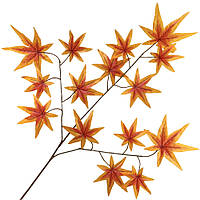 Ветка листьев клена оранжевые, силикон осенние листья (золотая осень) 68см ( 12 шт в уп)
